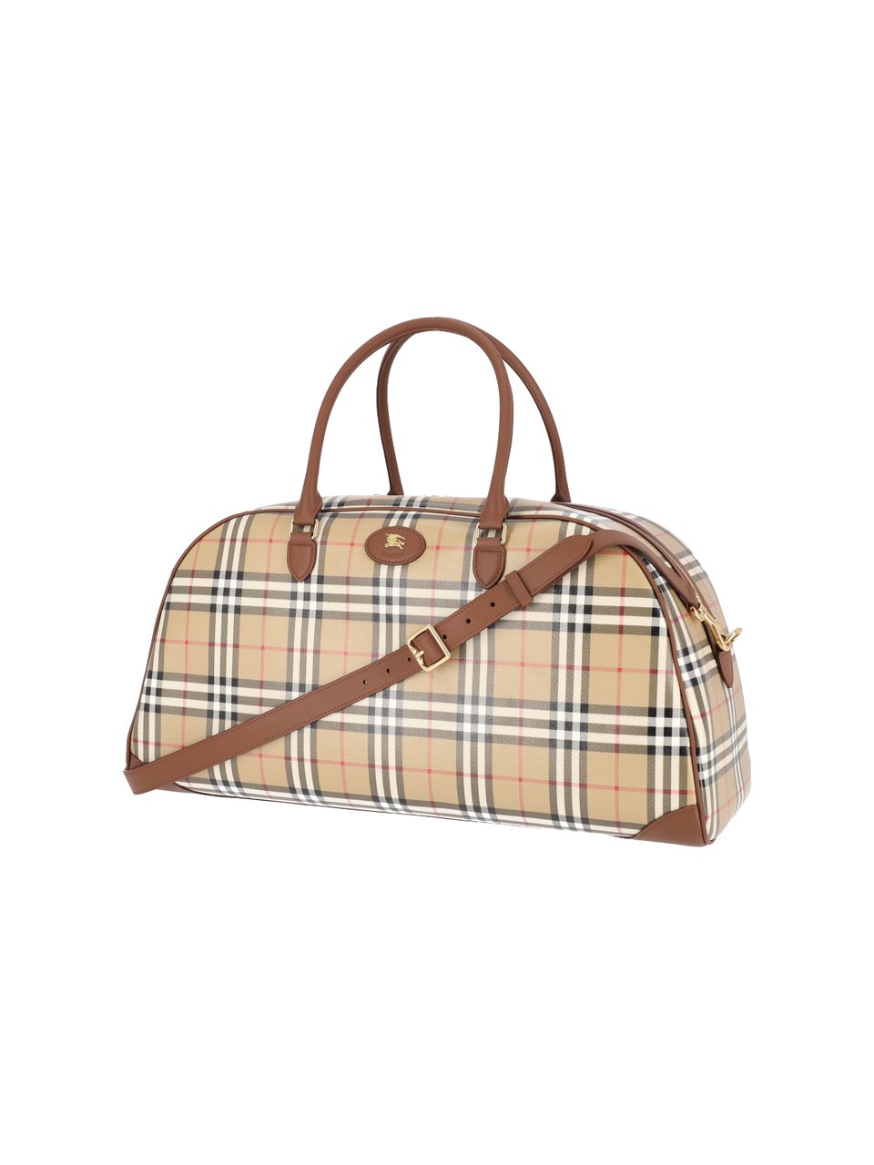 Burberry Multicolor Check Cotton Canvas Travel Bag Neutraal