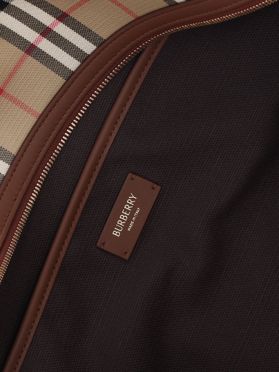 Burberry Multicolor Check Cotton Canvas Travel Bag Neutraal