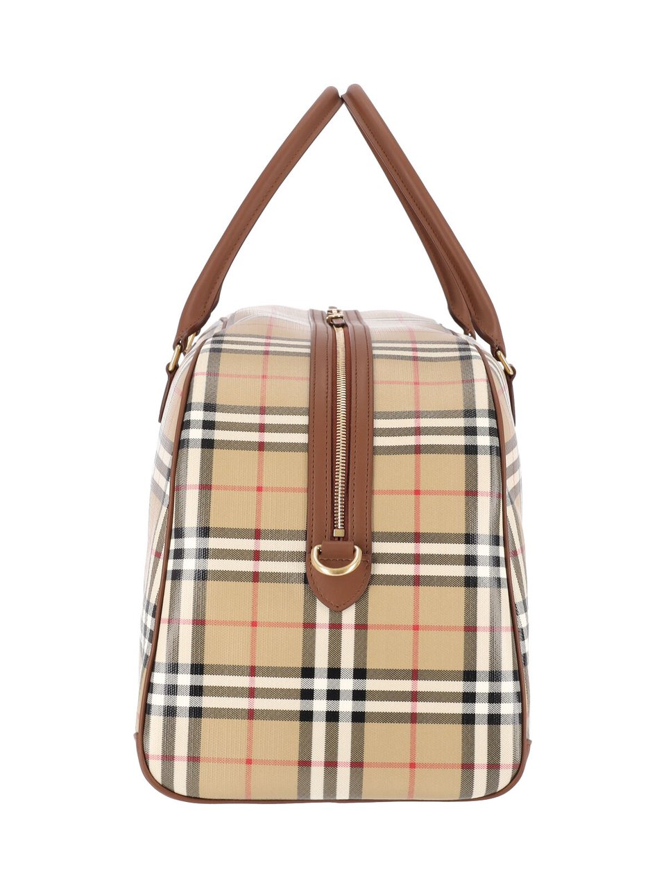 Burberry Multicolor Check Cotton Canvas Travel Bag Neutraal