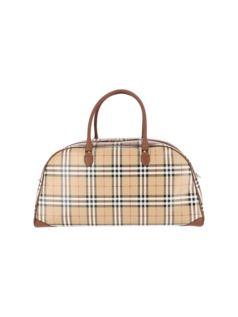 Burberry Multicolor Check Cotton Canvas Travel Bag Neutraal