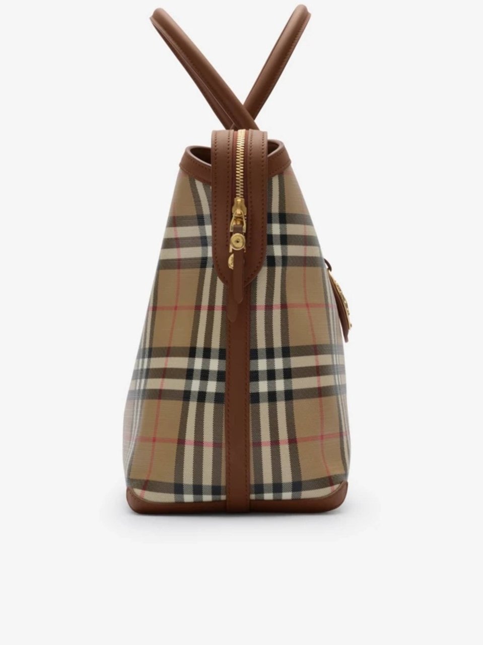 Burberry Media Check Rectangular Tote Bag Grijs