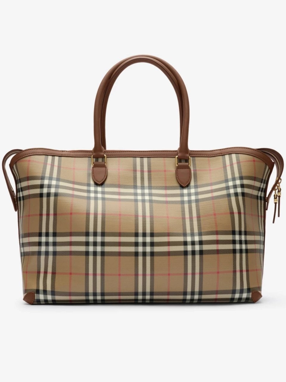 Burberry Media Check Rectangular Tote Bag Grijs