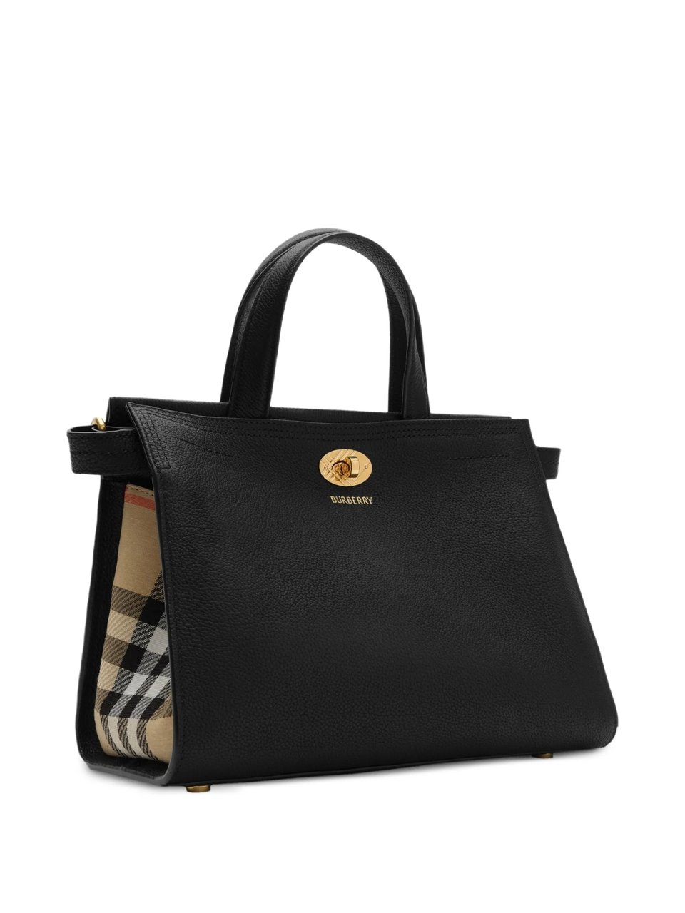 Burberry Structured Tote Bag With Cotswolds Mini Check Accents Zwart