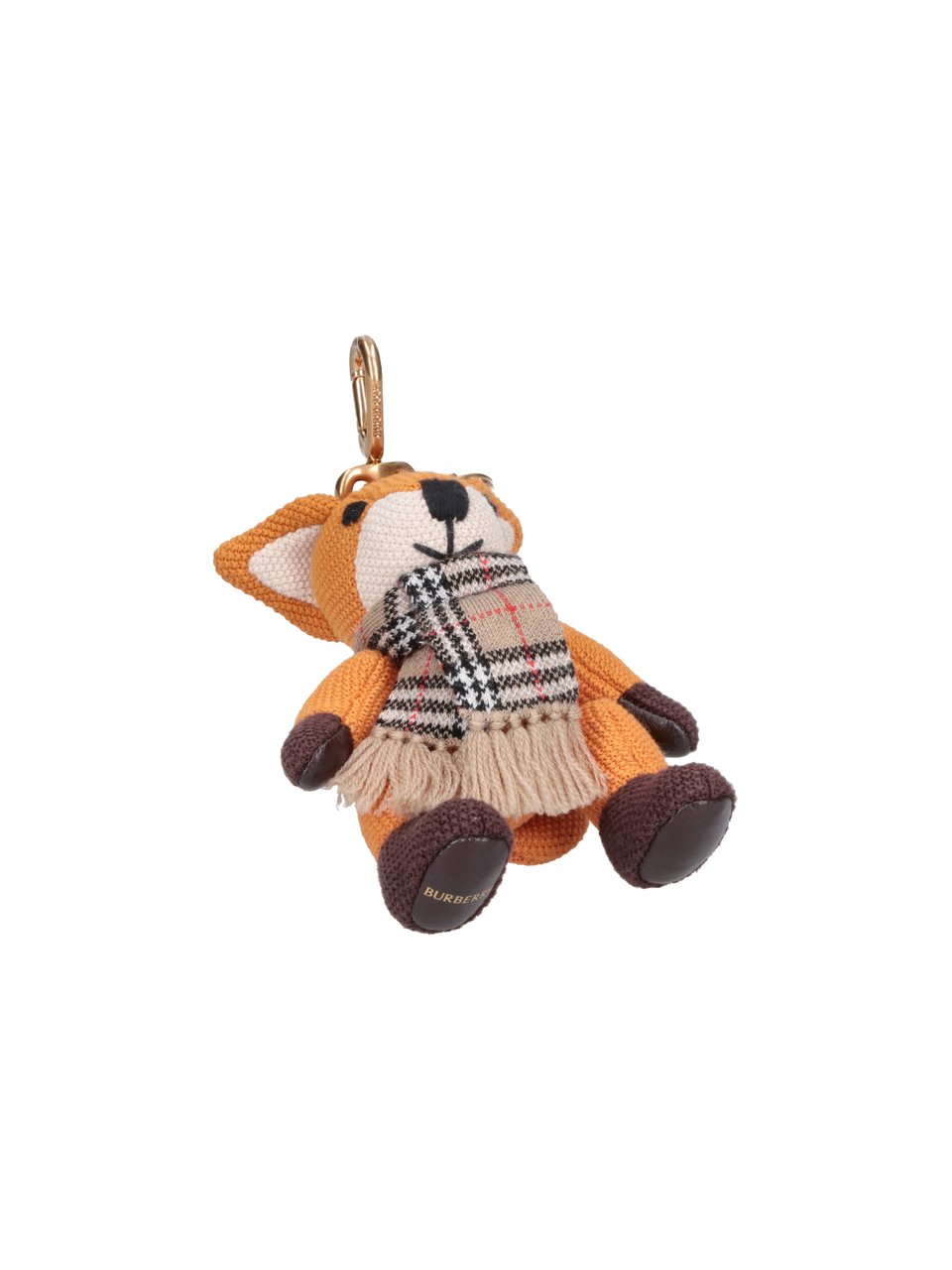 Burberry Orange Cotton Check Fox Charm Bruin