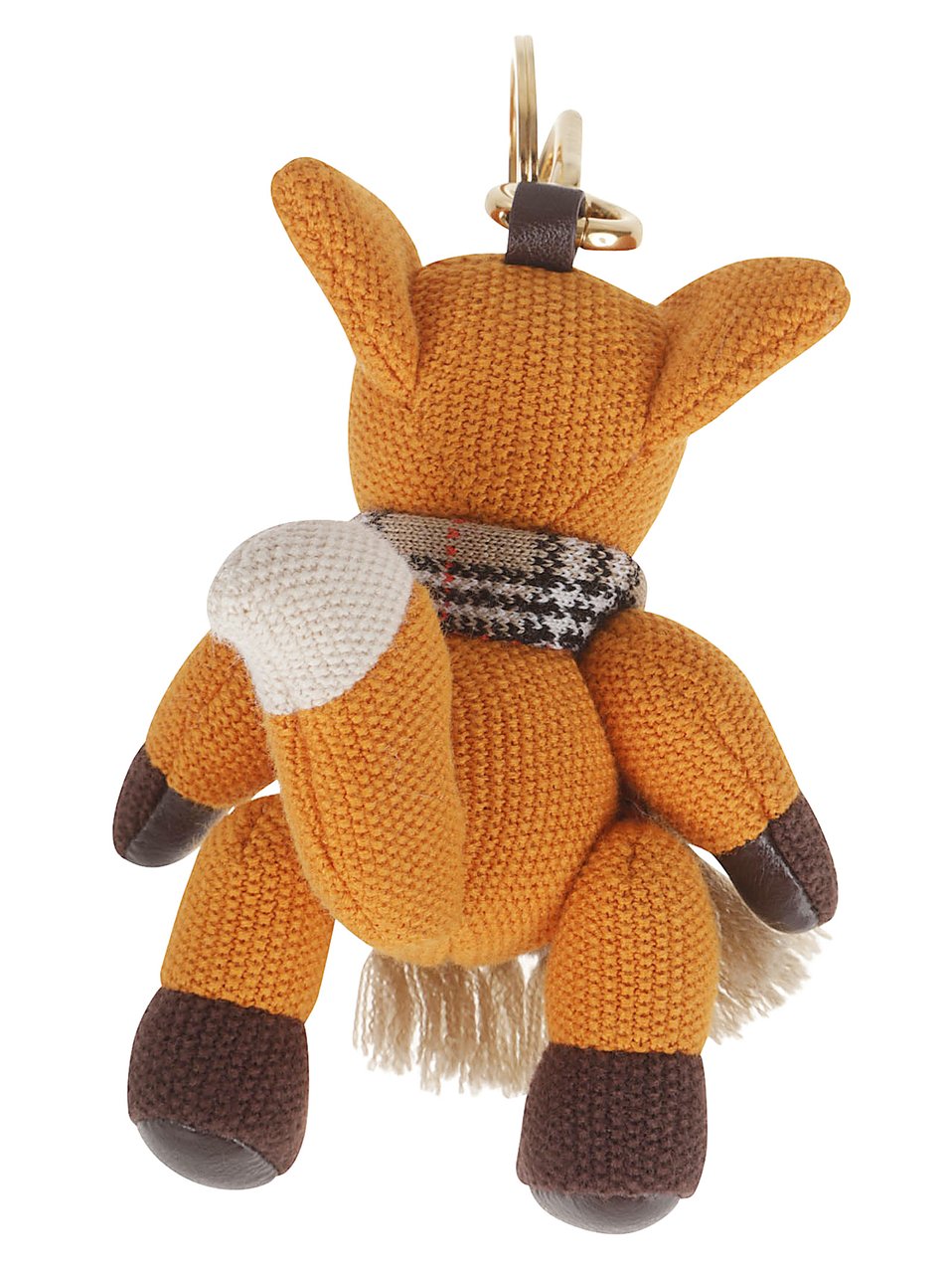 Burberry Orange Cotton Check Fox Charm Bruin