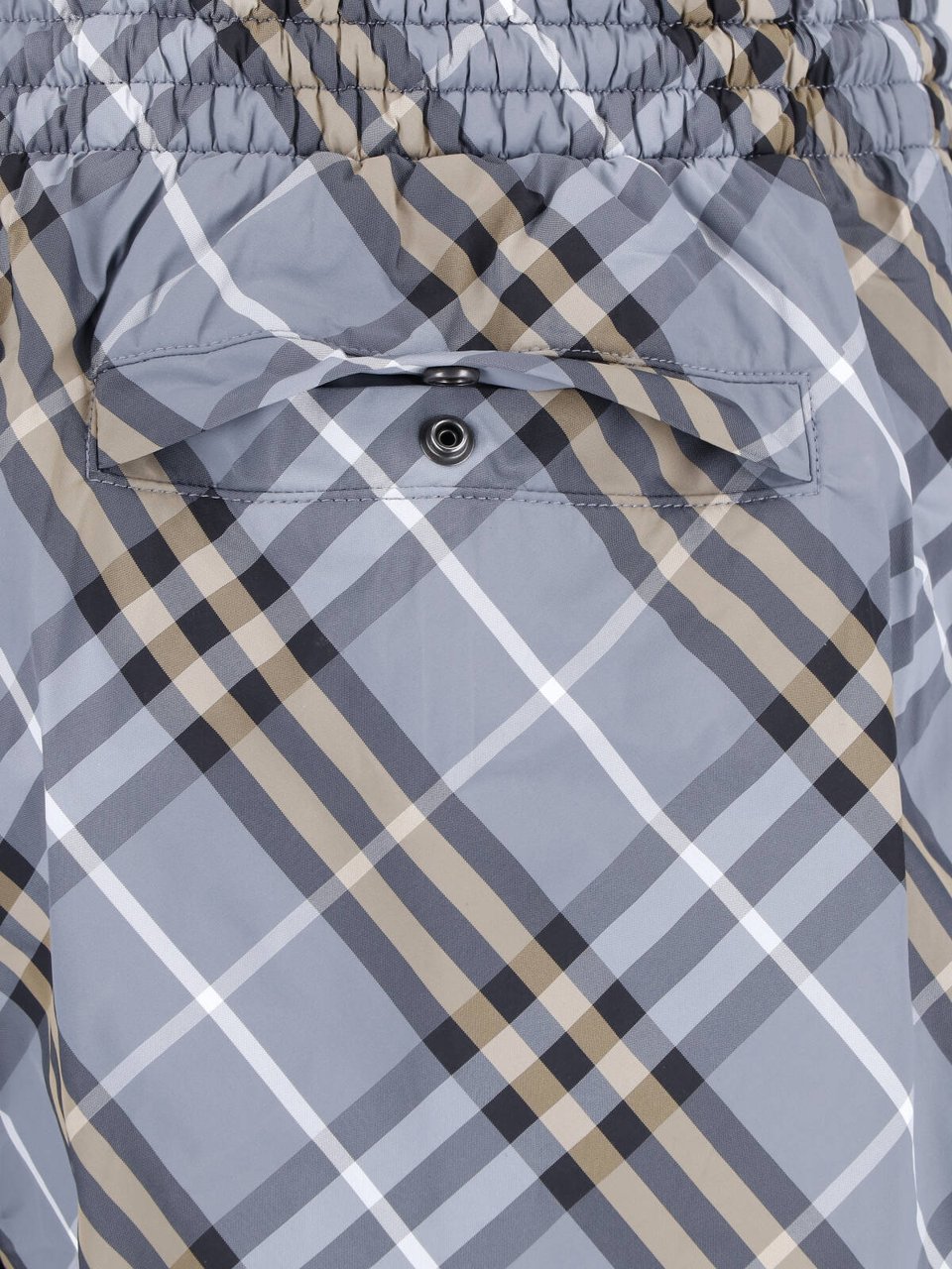Burberry Blue Check Drawstring Straight Swim Shorts Blauw