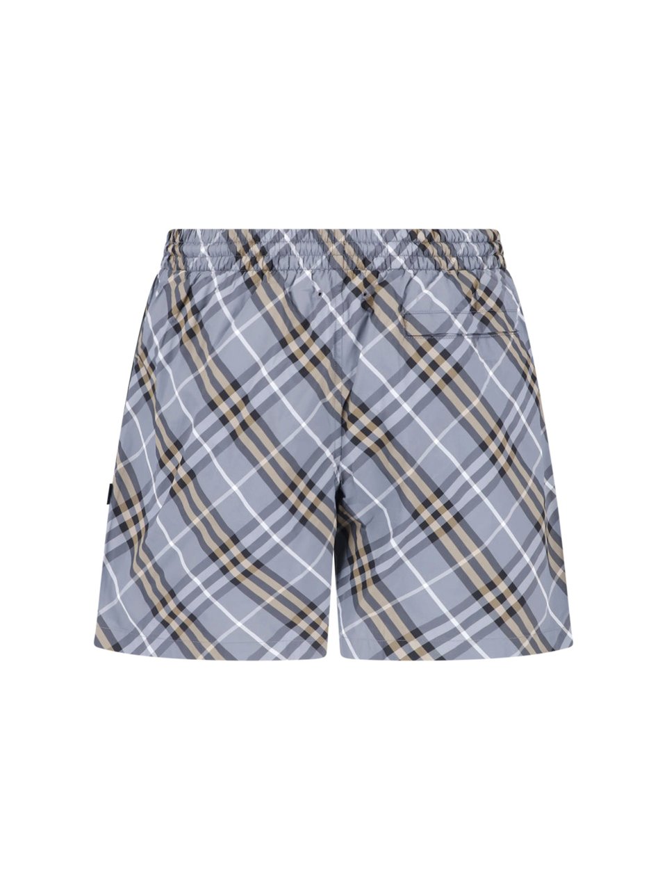 Burberry Blue Check Drawstring Straight Swim Shorts Blauw