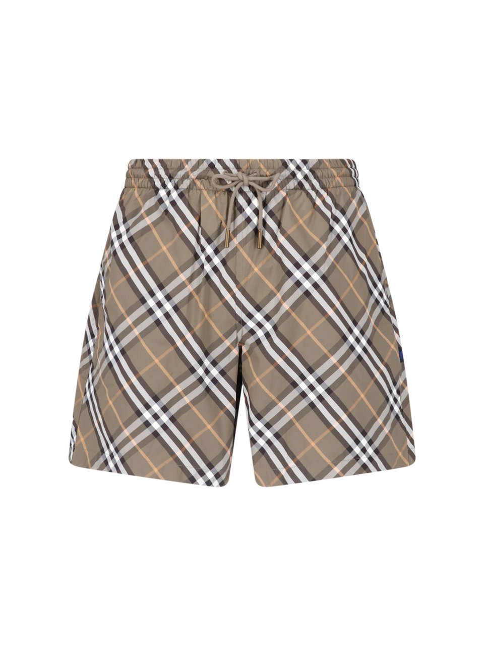Burberry Multicolor Checkered Elastic Waistband Shorts Grijs