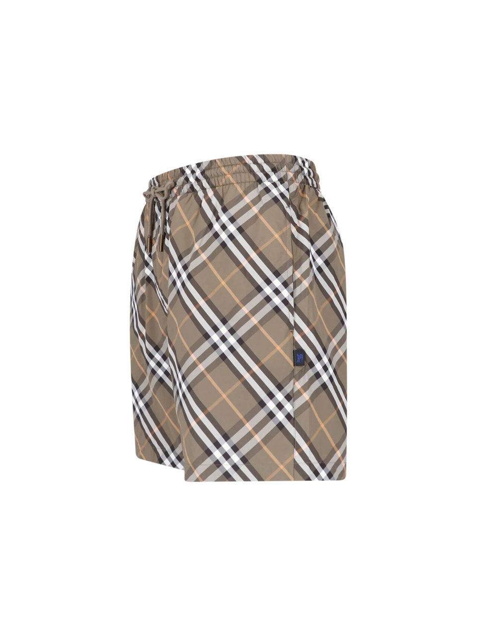 Burberry Multicolor Checkered Elastic Waistband Shorts Grijs
