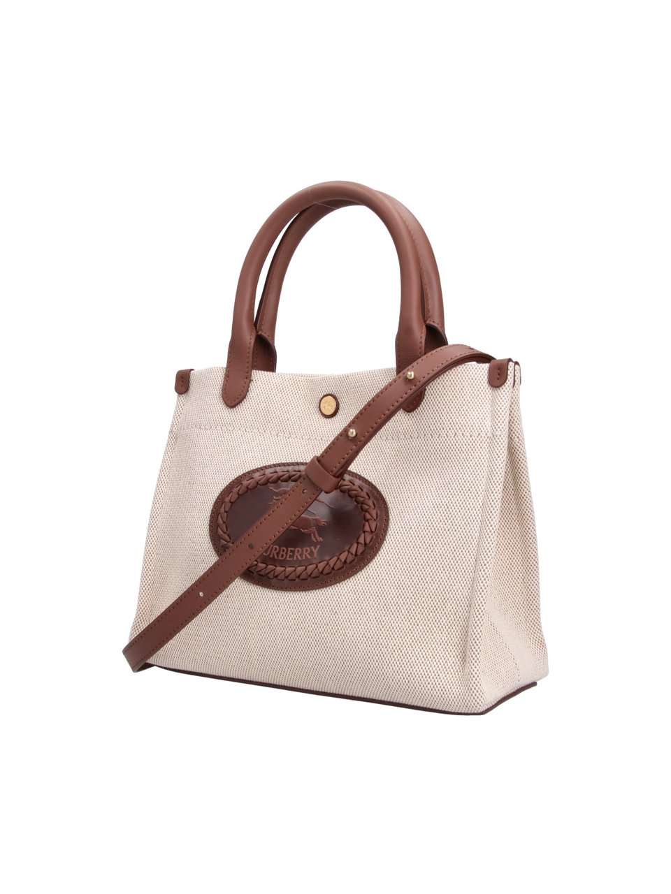 Burberry Beige Cotton Clovelly Tote Bag Neutraal