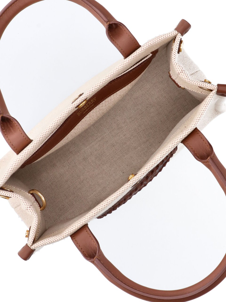 Burberry Beige Cotton Clovelly Tote Bag Neutraal