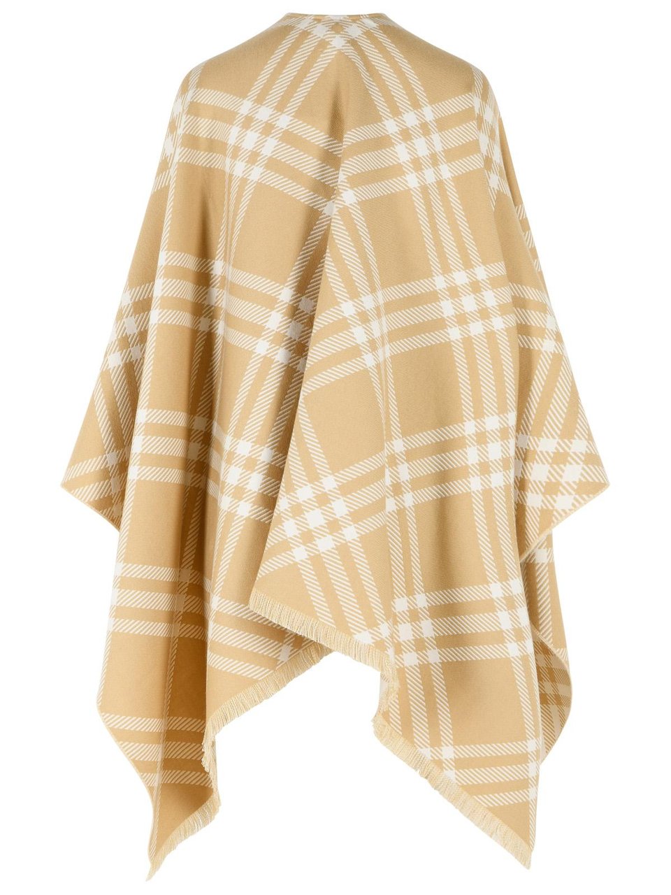 Burberry 'Check Tribar' Beige Wool And Silk Cape Neutraal