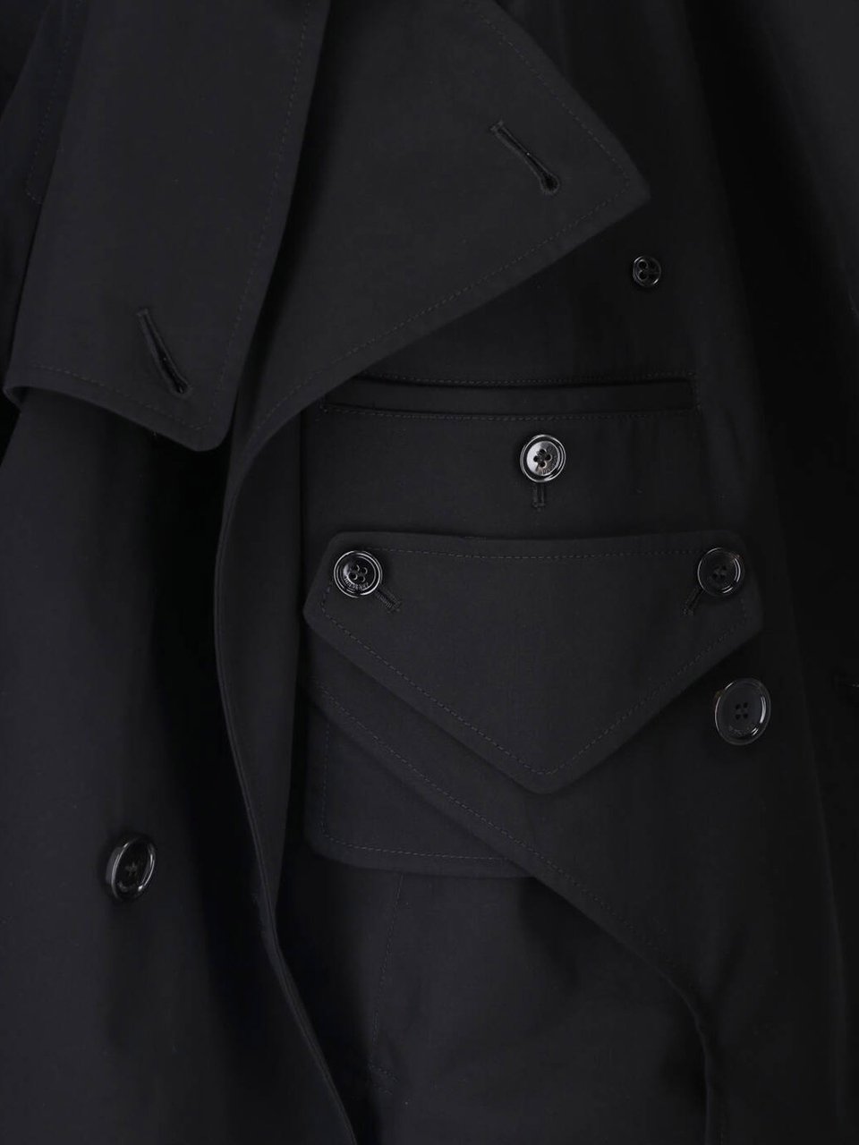 Burberry Cropped Double-Breasted Jacket With Distinctive Check Lining Zwart