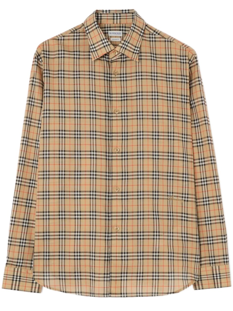 Burberry Black Woven Check Pointed Collar Shirt Bruin