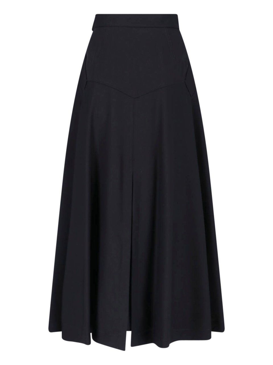 Burberry Black Check Hem Wool Maxi Skirt Zwart