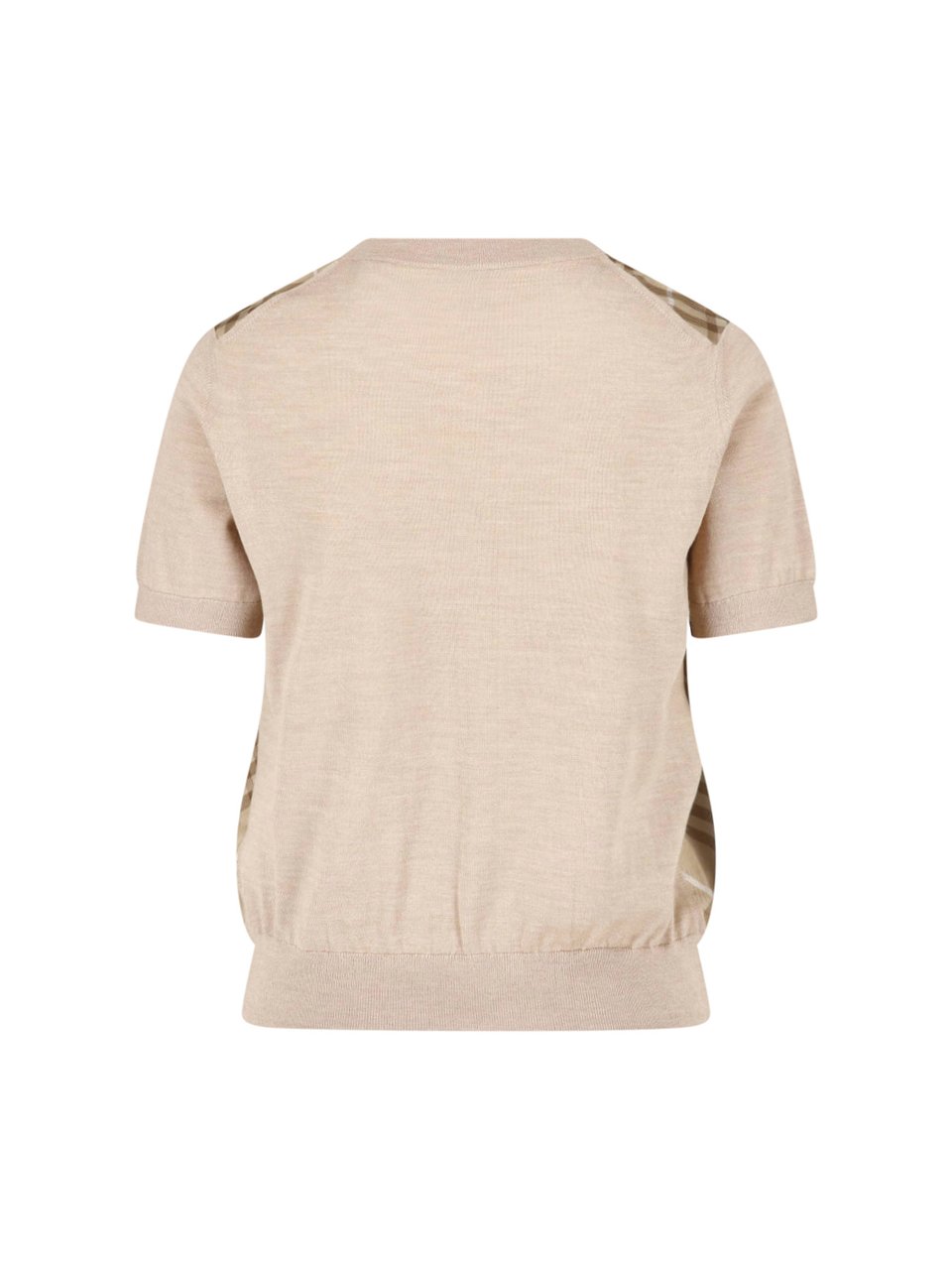 Burberry Beige Check Silk-Blend Sweater Neutraal