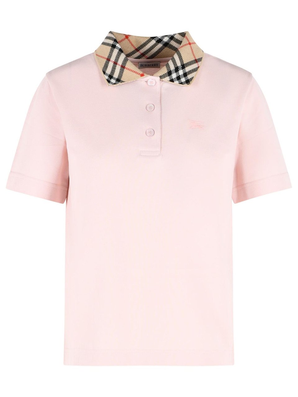 Burberry Pink Check Cotton Polo Shirt Roze