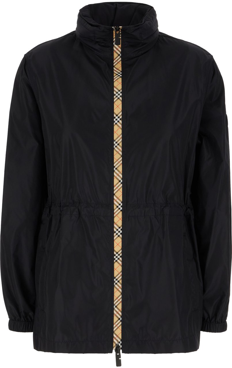 Burberry Black nylon windbreaker Zwart