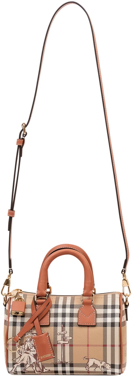 Burberry Borsa Bowling con Motivo Check Beige