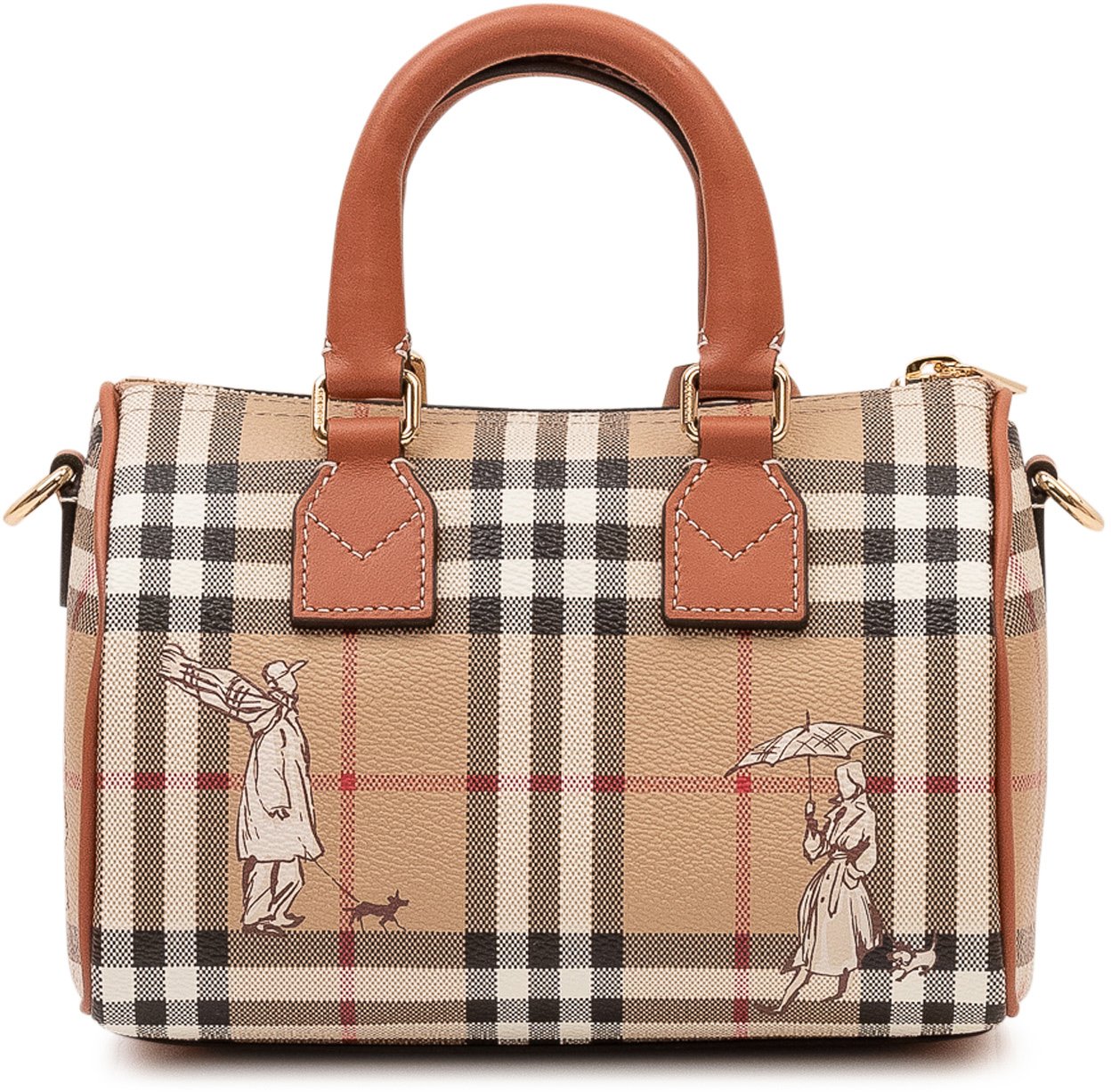 Burberry Borsa Bowling con Motivo Check Beige