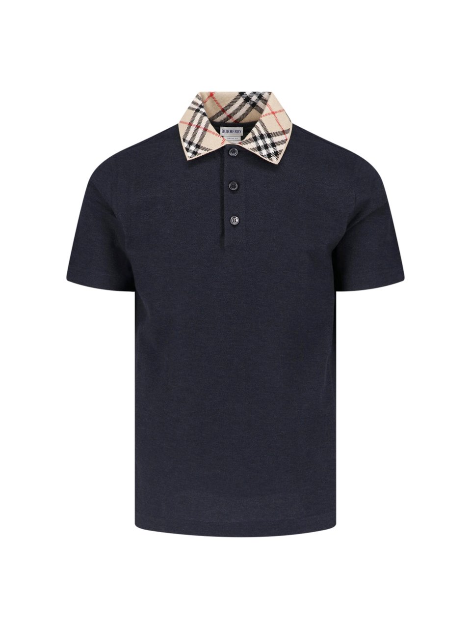 Burberry Dark Gray Cotton Check Polo Shirt Grijs