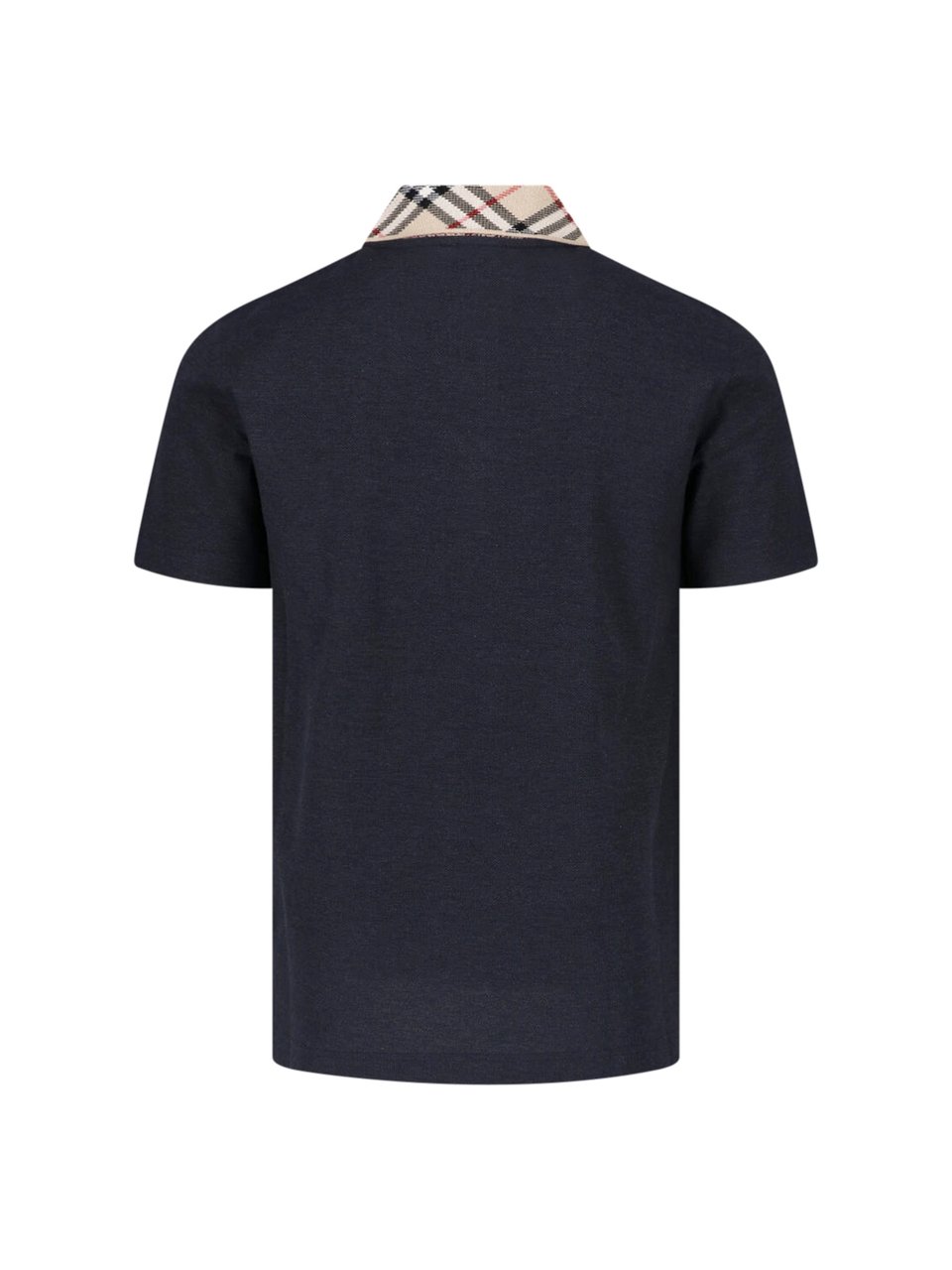Burberry Dark Gray Cotton Check Polo Shirt Grijs
