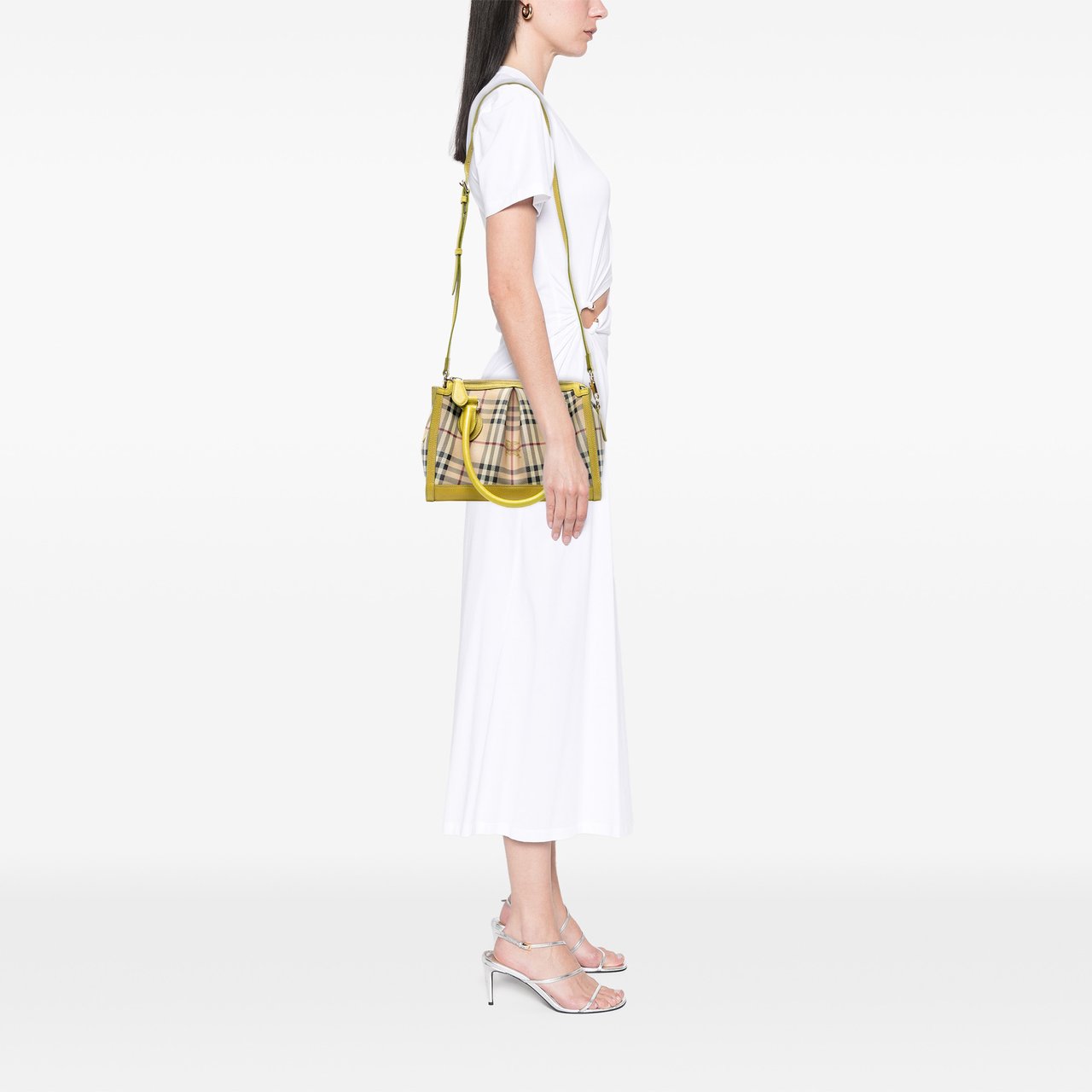 Burberry Haymarket Check Coated Canvas Pilgrim Satchel Bruin