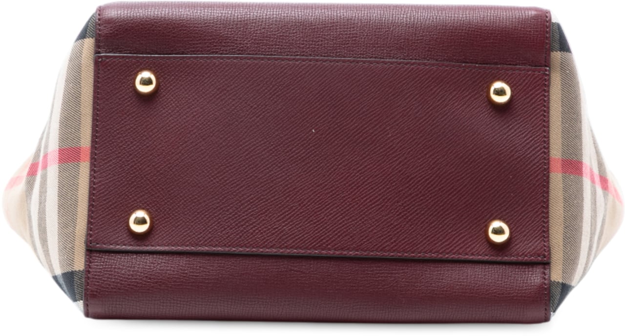 Burberry Grained Calfskin and House Check Canvas Canterbury Tote Paars