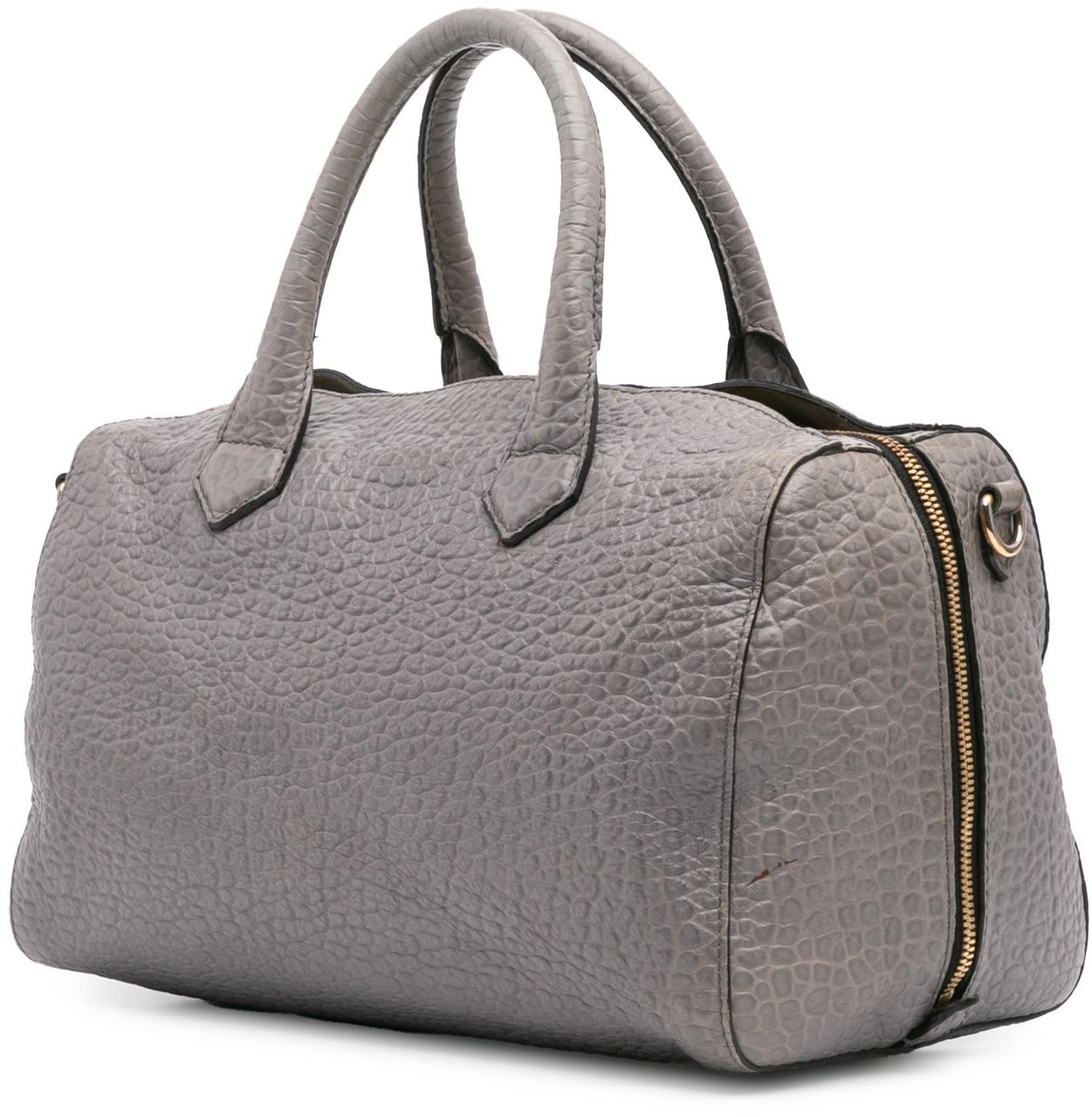 Burberry Medium Grained Calfskin Alchester Satchel Grijs