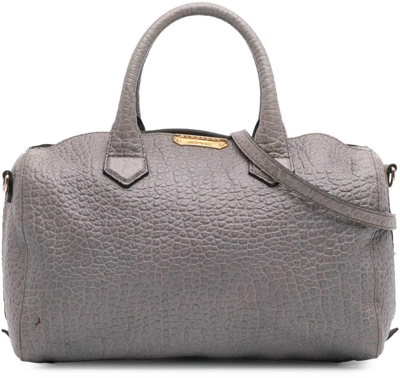 Burberry Medium Grained Calfskin Alchester Satchel Grijs