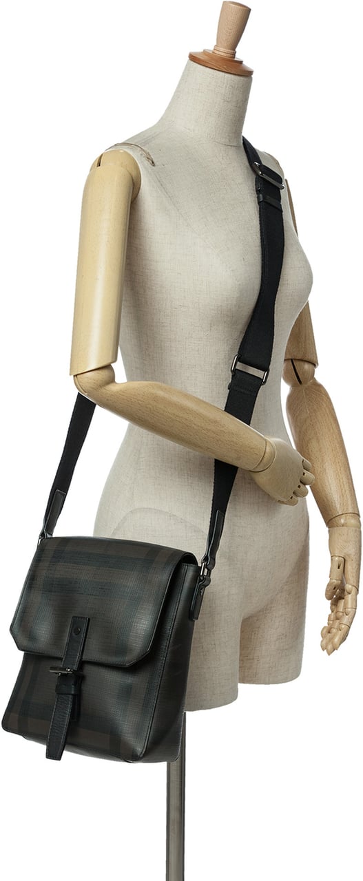 Burberry Smoke Check Coated Canvas Crossbody Bruin