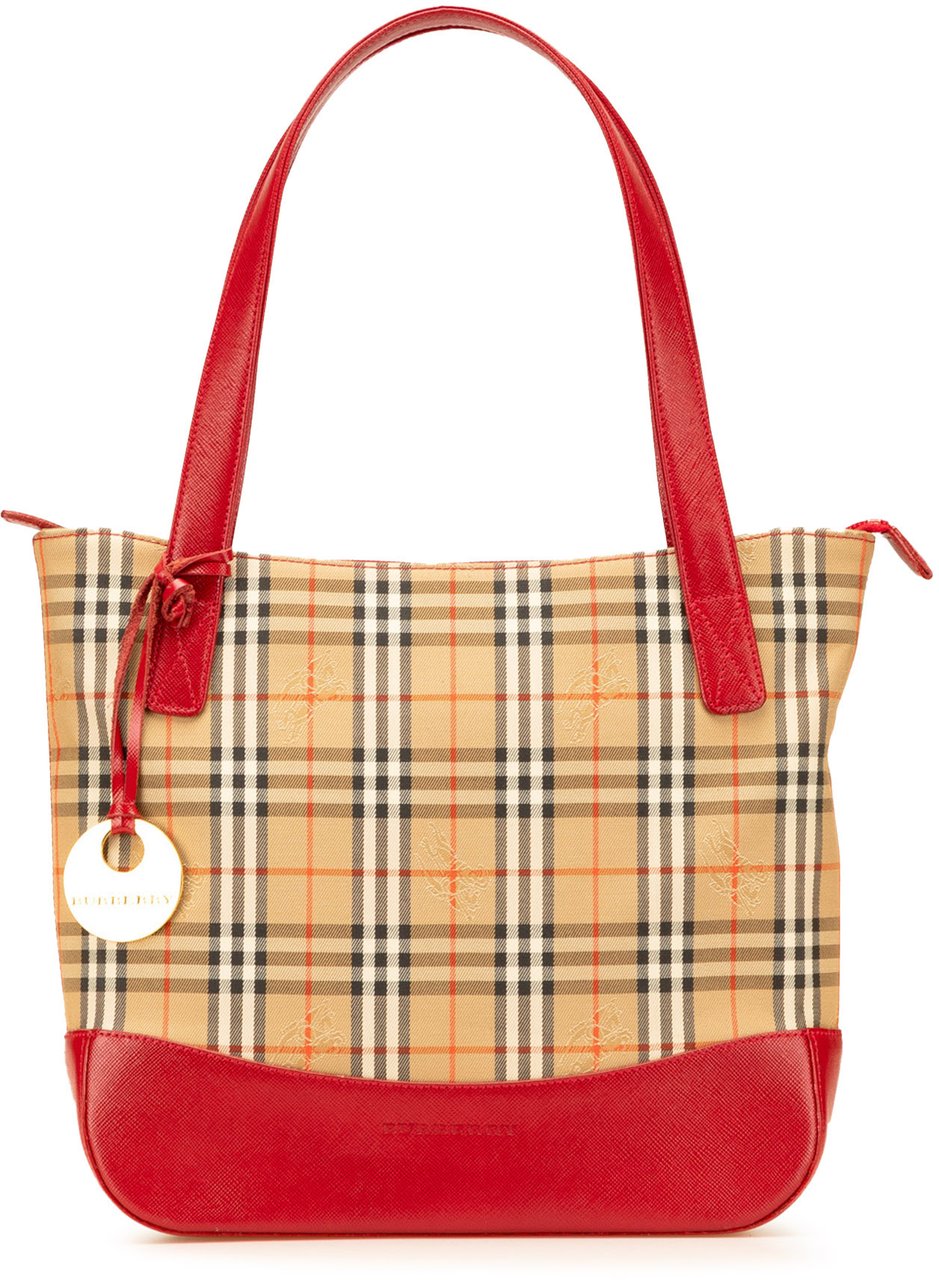 Burberry Haymarket Check Canvas Handbag Bruin