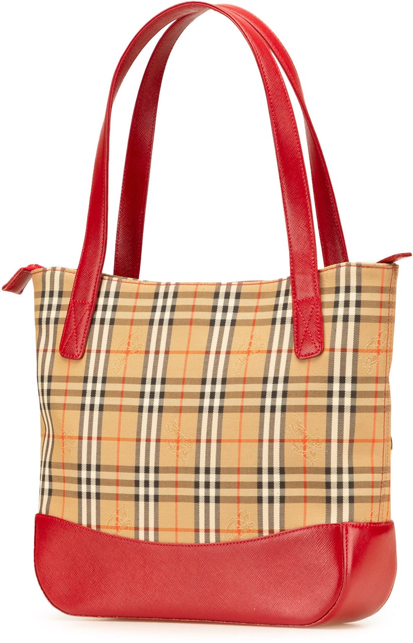 Burberry Haymarket Check Canvas Handbag Bruin