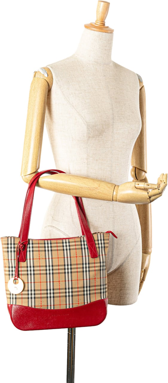 Burberry Haymarket Check Canvas Handbag Bruin