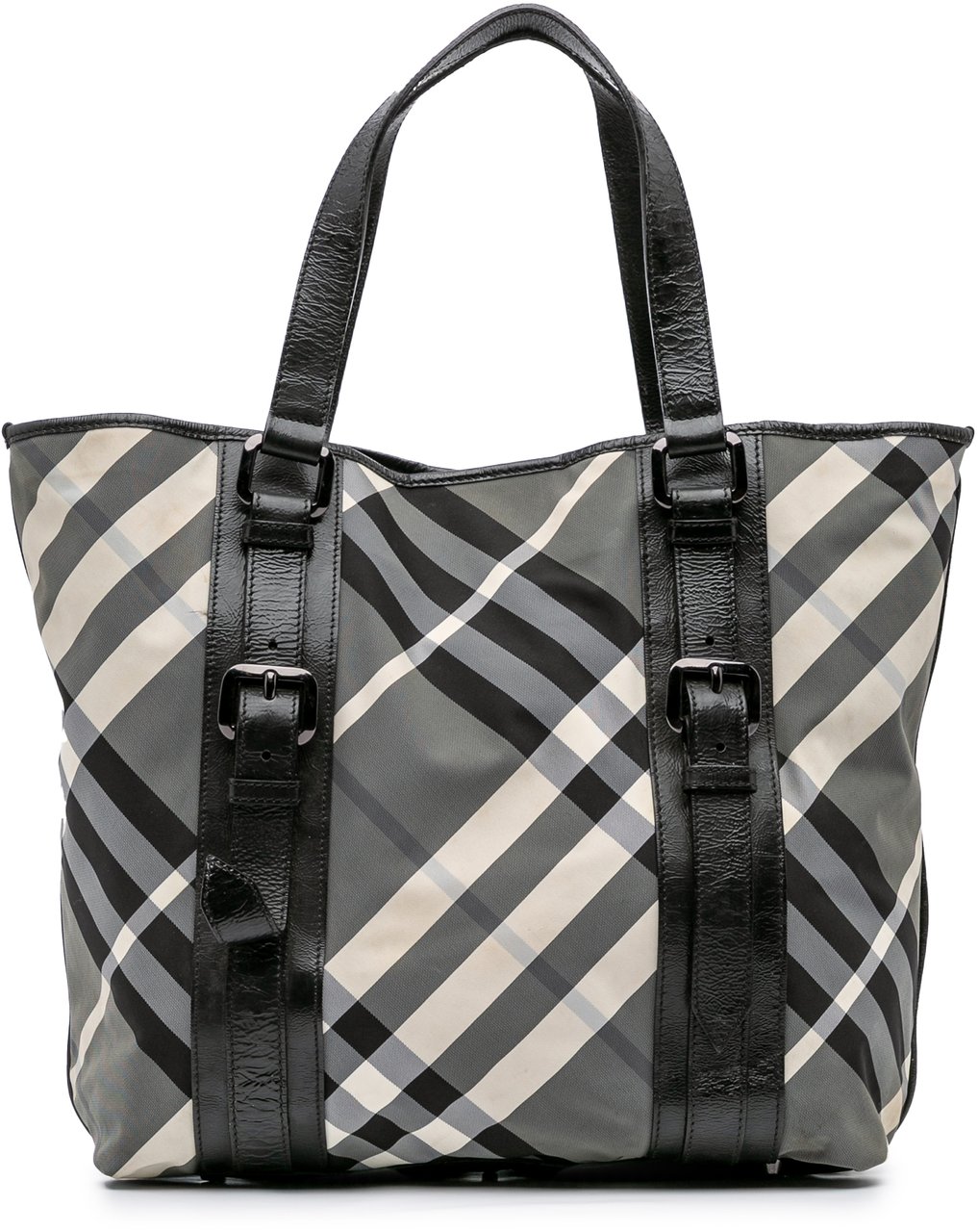 Burberry Medium Beat Check Nylon Victoria Tote Grijs