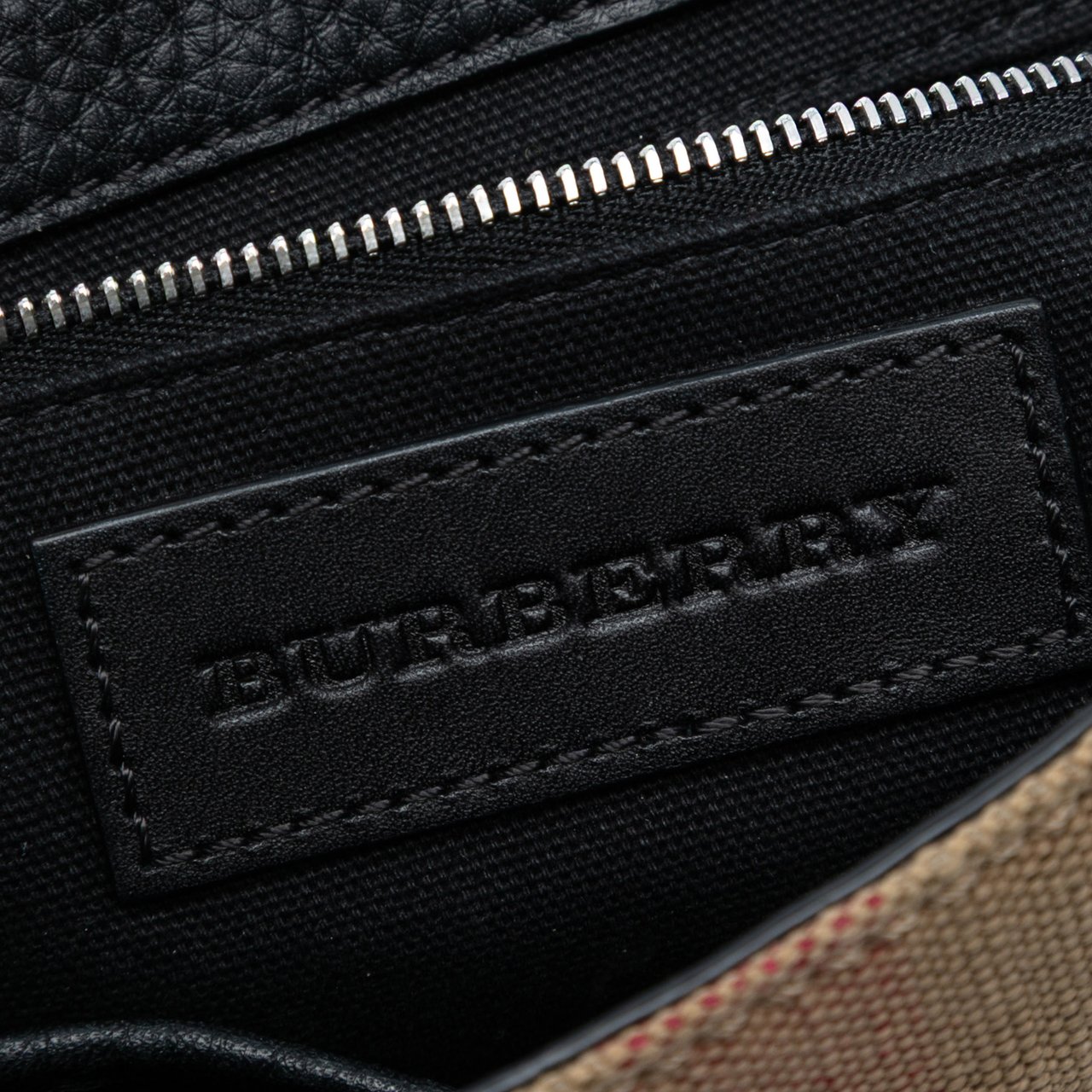 Burberry Mega Check Canvas and Grained Calfskin Gowan Crossbody Bruin