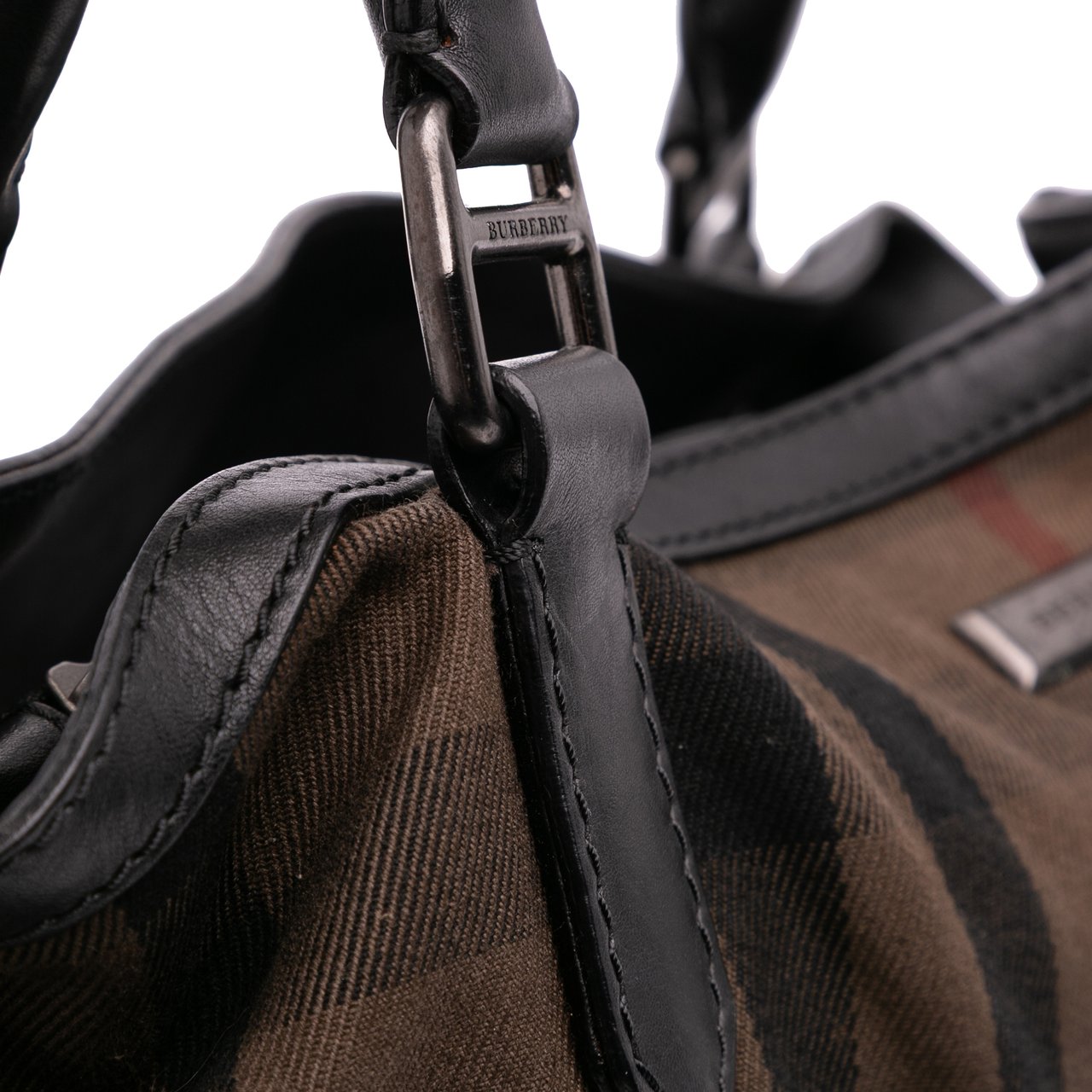 Burberry House Check Canvas and Leather Parsons Satchel Bruin