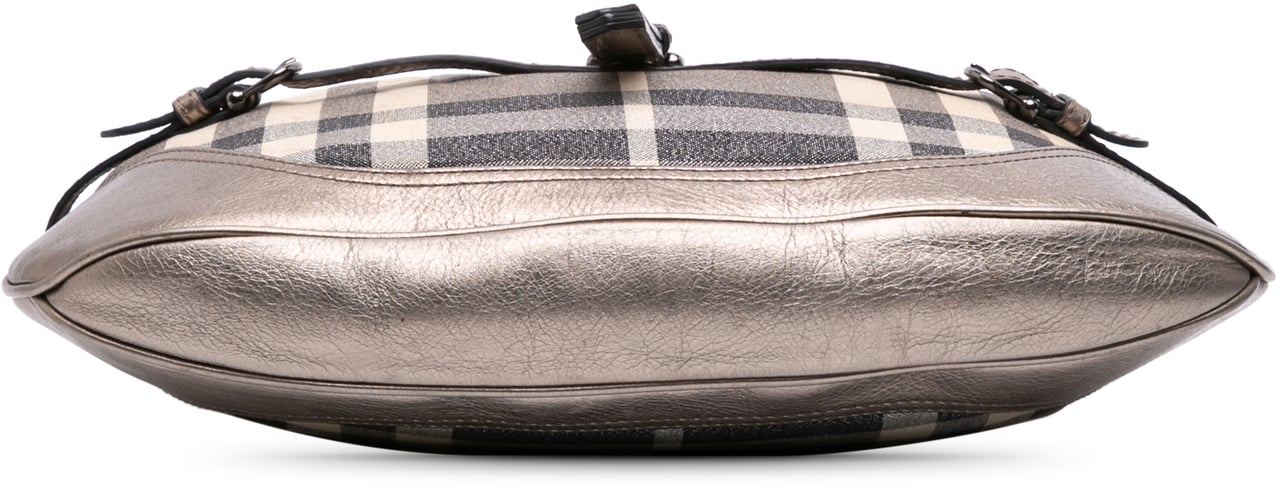 Burberry Smoke Check Coated Canvas Brooke Hobo Grijs