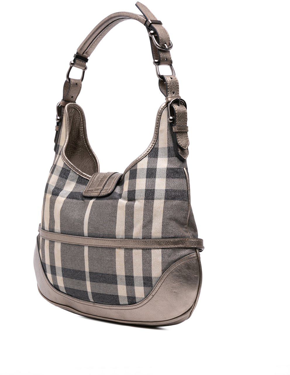 Burberry Smoke Check Coated Canvas Brooke Hobo Grijs
