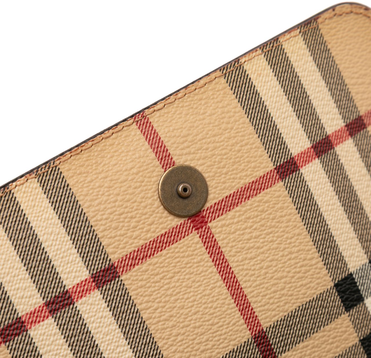 Burberry Haymarket Check Coated Canvas Flap Crossbody Bruin