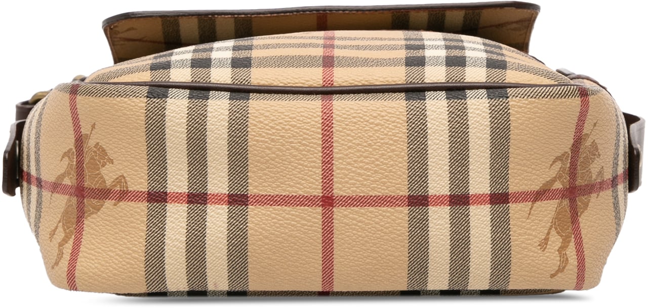 Burberry Haymarket Check Coated Canvas Flap Crossbody Bruin