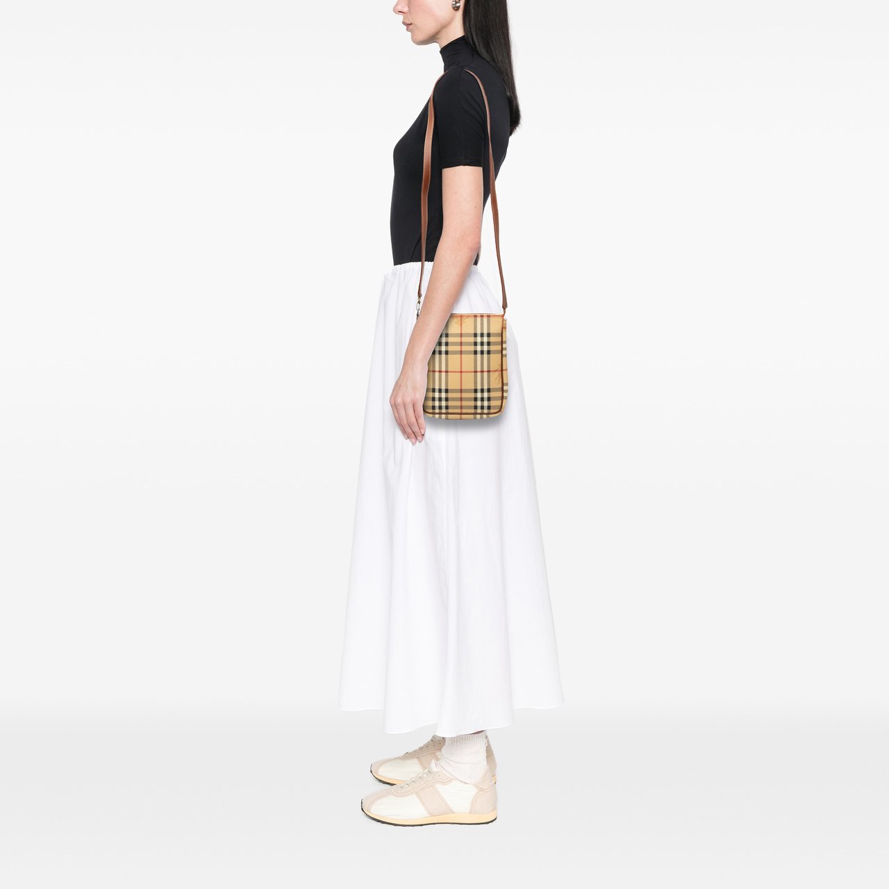 Burberry Haymarket Check Coated Canvas Crossbody Bruin