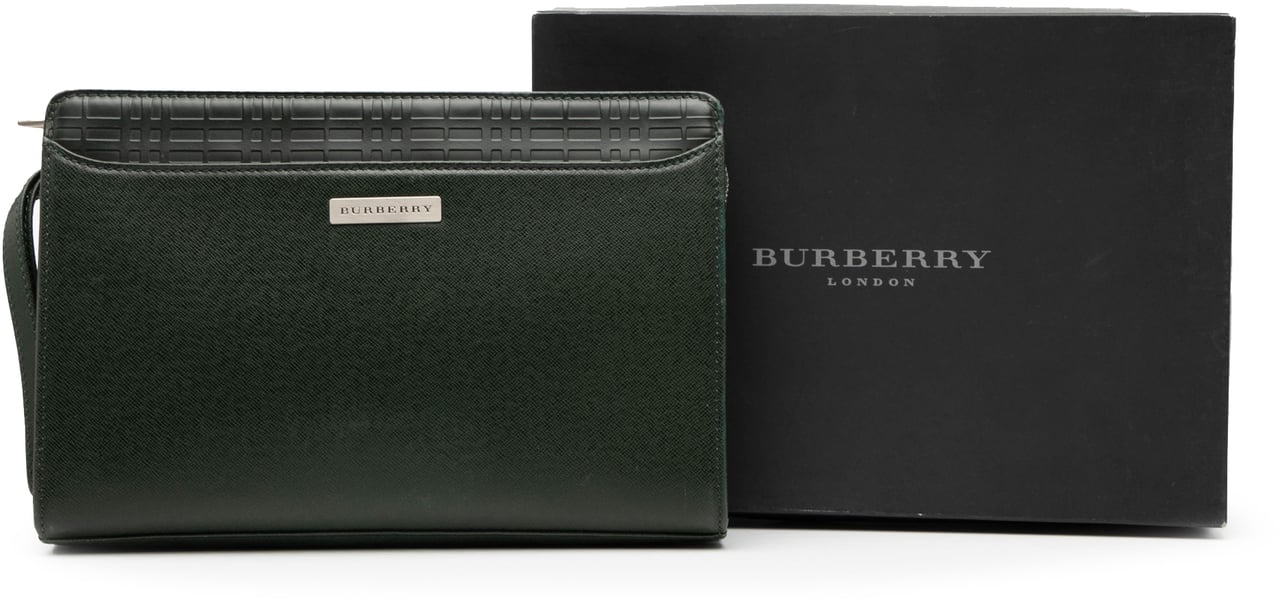 Burberry Leather Clutch Groen