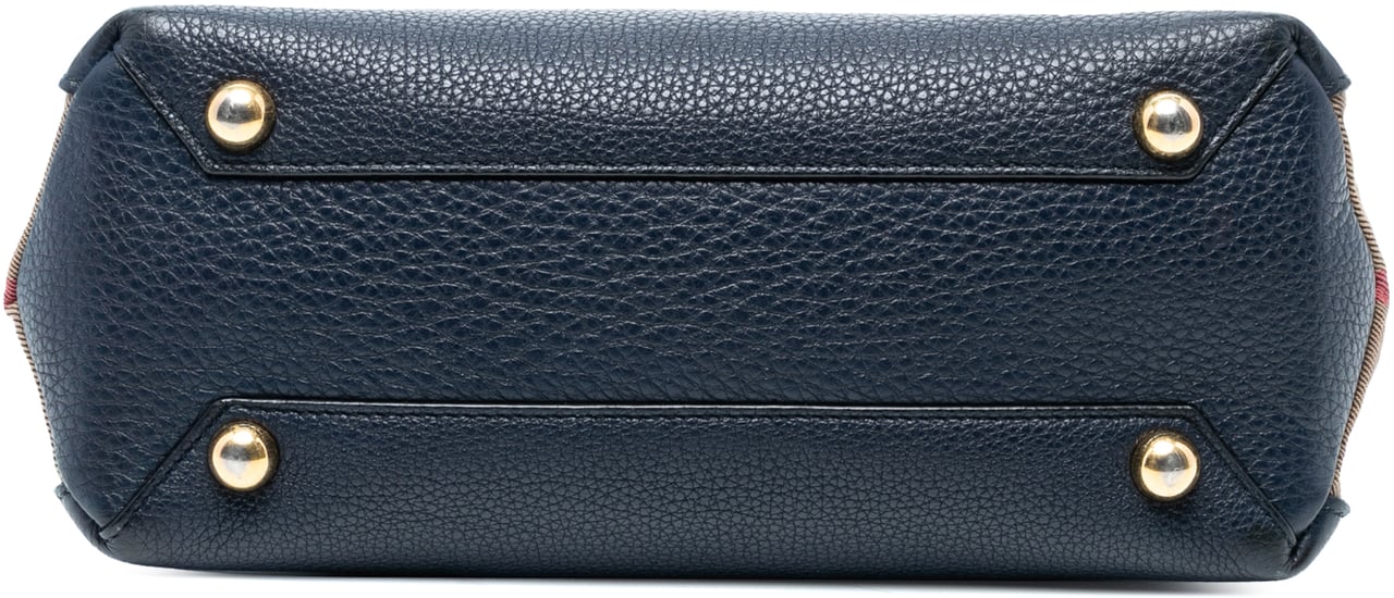Burberry Medium Leather and House Check Banner Satchel Blauw