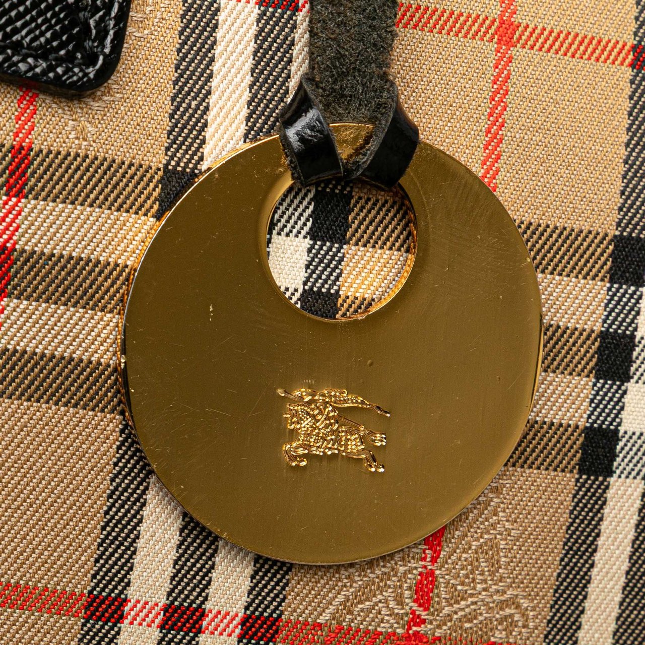 Burberry Haymarket Check Canvas Handbag Bruin
