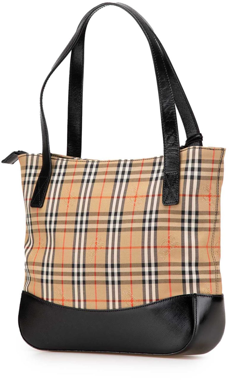Burberry Haymarket Check Canvas Handbag Bruin