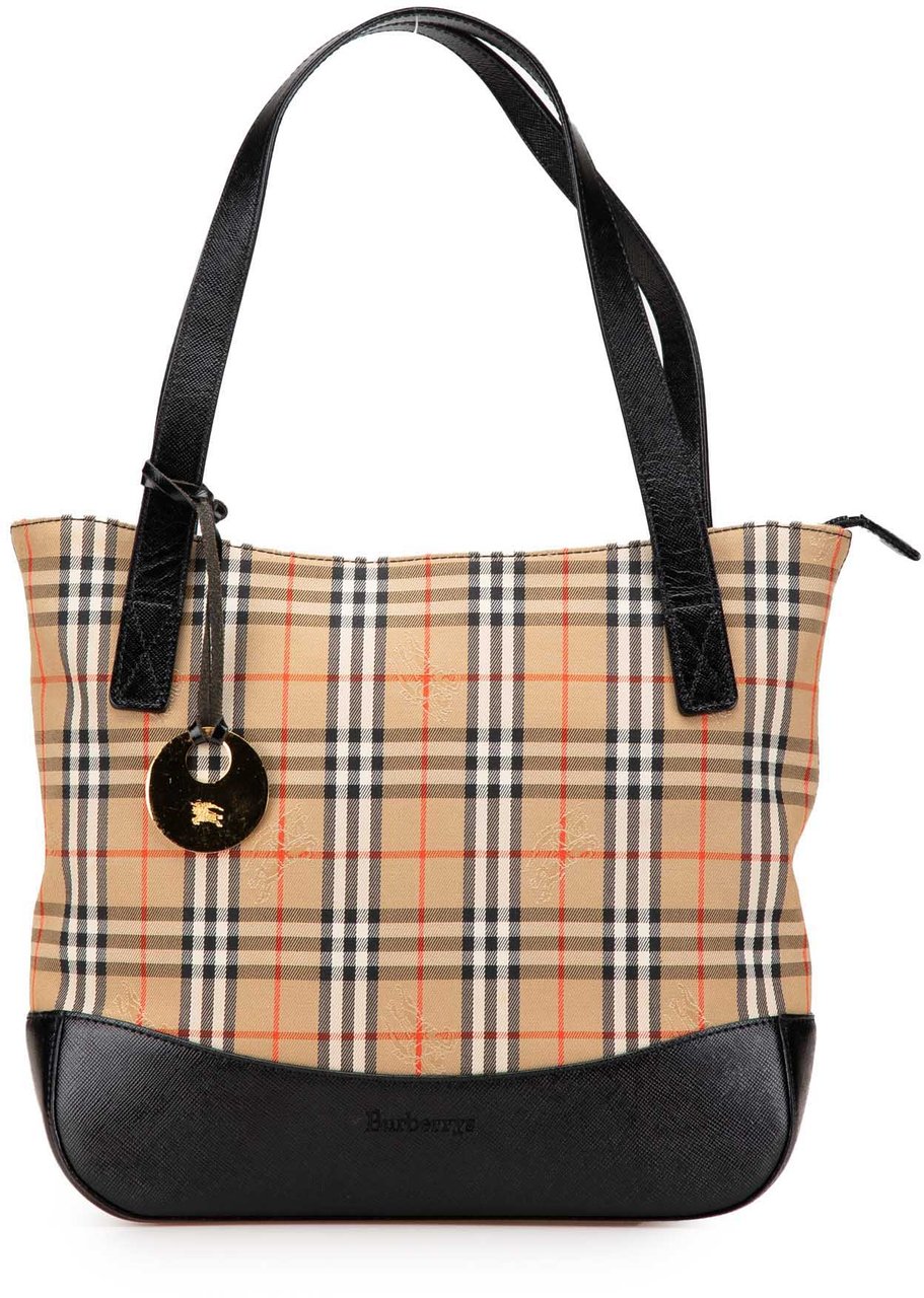Burberry Haymarket Check Canvas Handbag Bruin