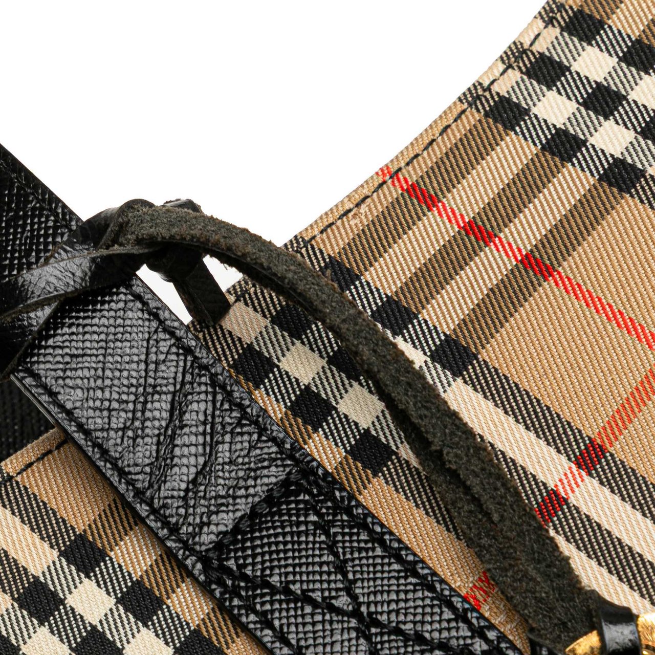 Burberry Haymarket Check Canvas Handbag Bruin