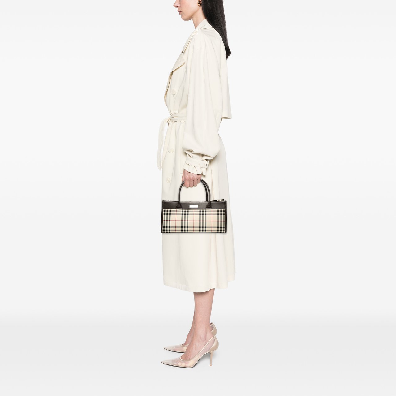 Burberry House Check Canvas Handbag Bruin