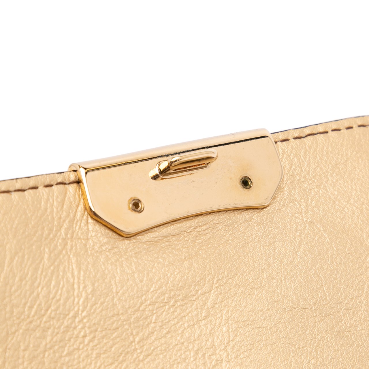 Burberry Embossed Grain Check Leather Langley Crossbody Goud